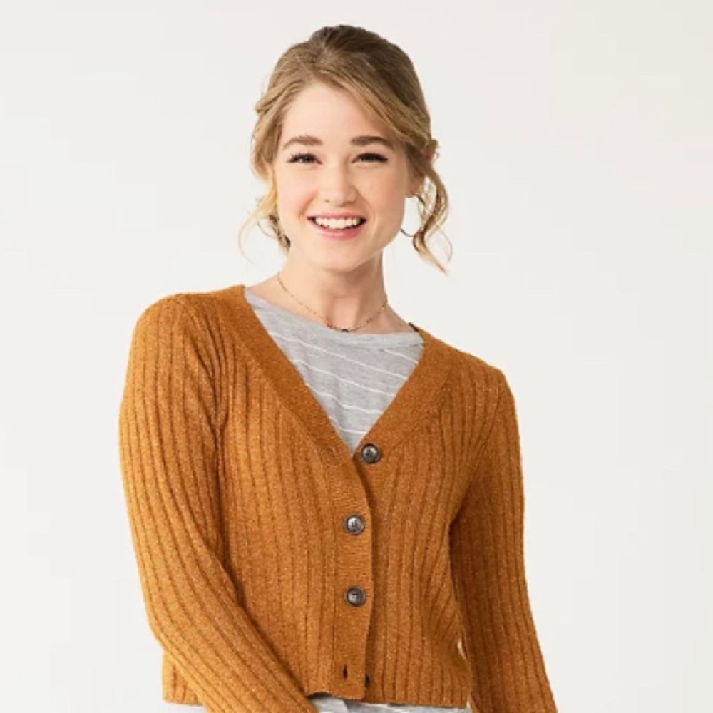 SO Women’s Rib-Knit Cropped Cardigan
